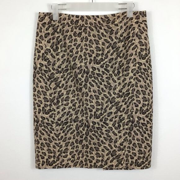 LOFT Straight Pencil Leopard Print Cotton Blend Skirt size 4 - Picture 1 of 6